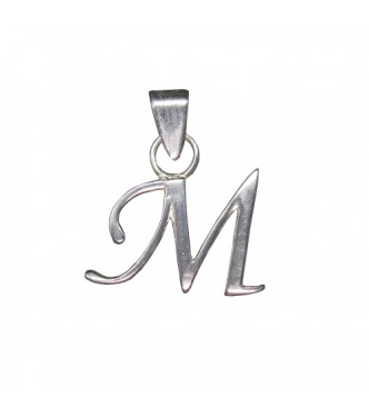 PE001436 Sterling Silver Pendant Charm Letter M Solid Genuine Hallmarked 925